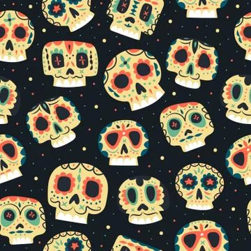 Vector cartoon flat Dead day seamless pattern Stock Illustration