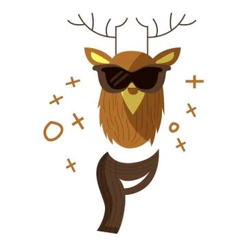 Vector cartoon flat deer animal character Illustrazione stock