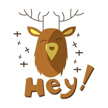 Vector cartoon flat deer animal character Stock Illustration