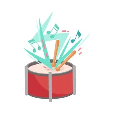 Vector Cartoon Flat Drawn Drum Illustration Concept Illustrazione stock