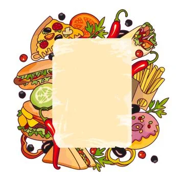 Vector cartoon flat fast food template isolated イラスト素材
