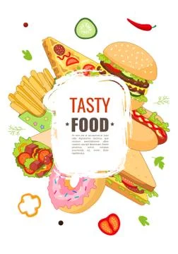Vector cartoon flat fast food template isolated イラスト素材