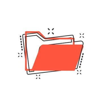 Vector cartoon folder document icon in comic style. Archive data file sign il Stock Illustration
