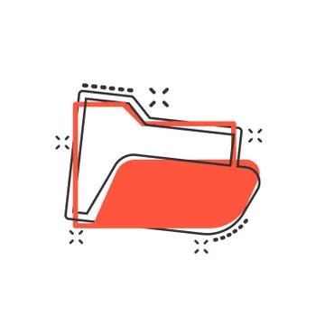 Vector cartoon folder document icon in comic style. Archive data file sign il Illustrazione stock