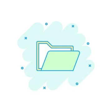 Vector cartoon folder document icon in comic style. Archive data file sign il Stock Illustration