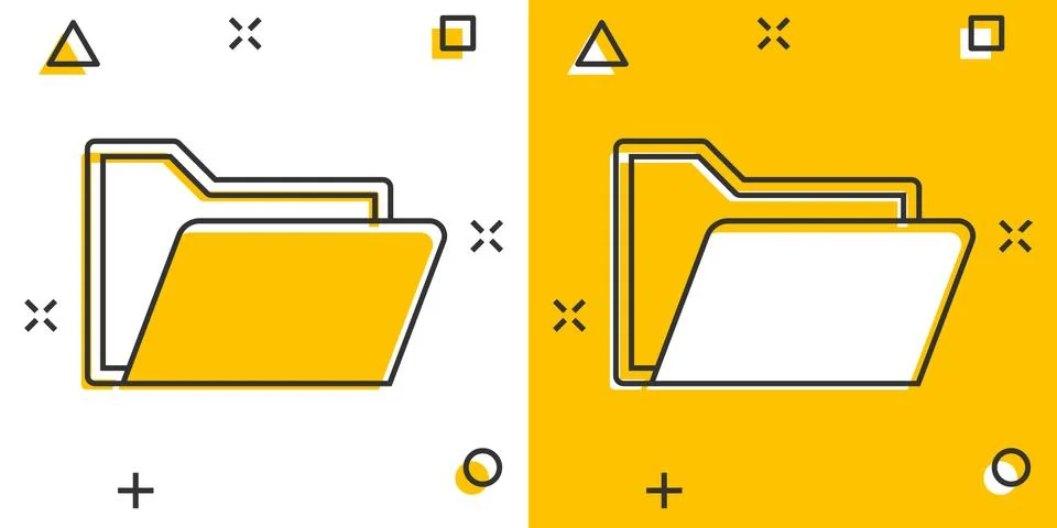 Vector cartoon folder document icon in comic style. Archive data file sign il Stock Illustration