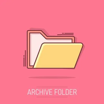Vector cartoon folder document icon in comic style. Archive data file sign .. Stock Illustration