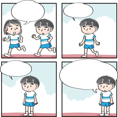 Vector cartoon Four-frame school kids comic Stock Illustration