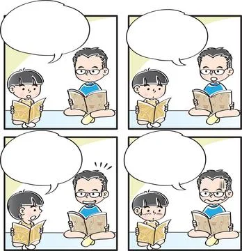 Vector cartoon Four-frame school kids comic Stock Illustration