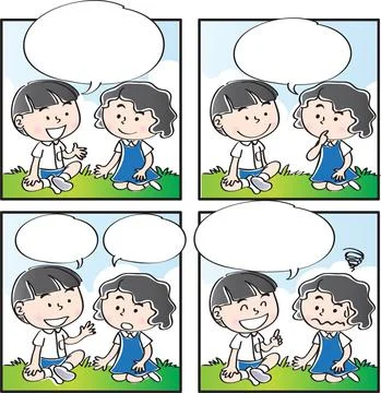 Vector cartoon Four-frame school kids comic Stock Illustration