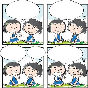 Vector cartoon Four-frame school kids comic Stock Illustration
