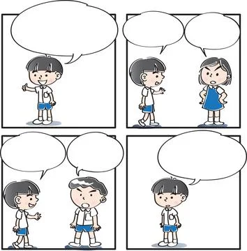 Vector cartoon Four-frame school kids comic Stock Illustration