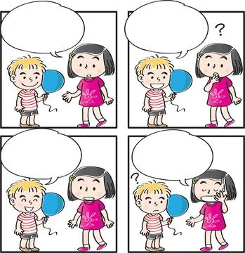 Vector cartoon Four-frame school kids comic Stock Illustration