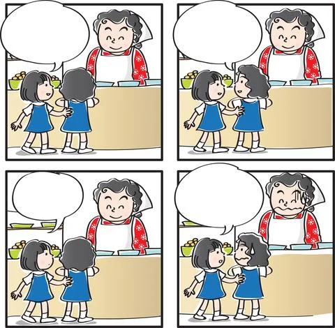 Vector cartoon Four-frame school kids comic Illustrazione stock