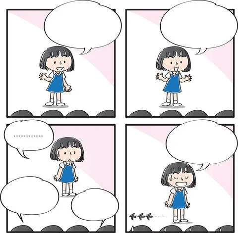 Vector cartoon Four-frame school kids comic Stock Illustration