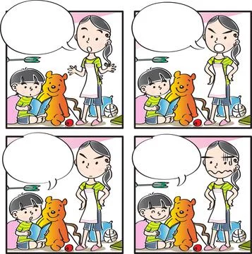 Vector cartoon Four-frame school kids comic Stock Illustration