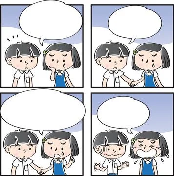 Vector cartoon Four-frame school kids comic Stock Illustration