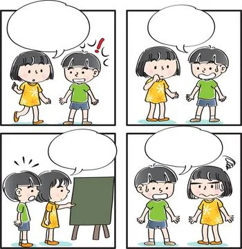 Vector cartoon Four-frame school kids comic Illustrazione stock