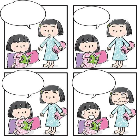 Vector cartoon Four-frame school kids comic Stock Illustration