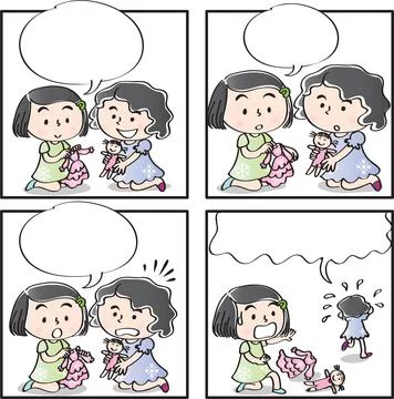 Vector cartoon Four-frame school kids comic Stock Illustration