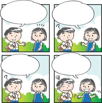 Vector cartoon Four-frame school kids comic Illustrazione stock