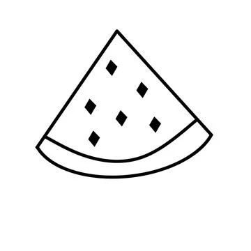 Vector Cartoon. Fresh Triangular Watermelon Slice Line Art. Vector illustration Stock Illustration