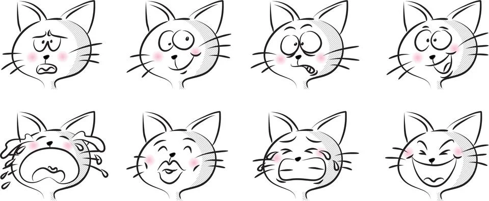 Vector cartoon funny rabbit face emoji set Stock Illustration