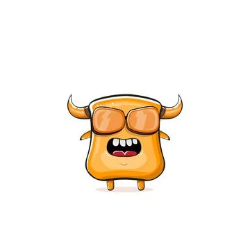Vector cartoon funny summer orange monster with sunglasses isolated on イラスト素材