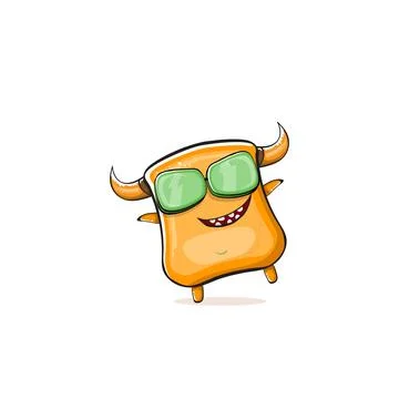 Vector cartoon funny summer orange monster with sunglasses isolated on イラスト素材