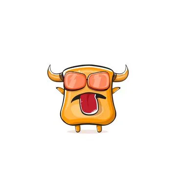 Vector cartoon funny summer orange monster with sunglasses isolated on イラスト素材