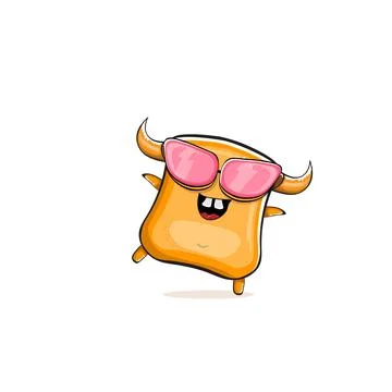 Vector cartoon funny summer orange monster with sunglasses isolated on イラスト素材