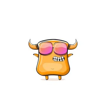 Vector cartoon funny summer orange monster with sunglasses isolated on イラスト素材