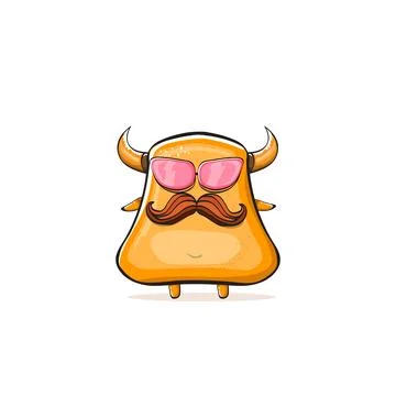 Vector cartoon funny summer orange monster with sunglasses isolated on イラスト素材