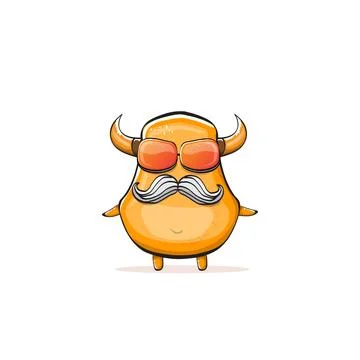 Vector cartoon funny summer orange monster with sunglasses isolated on イラスト素材
