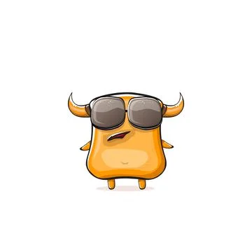 Vector cartoon funny summer orange monster with sunglasses isolated on イラスト素材