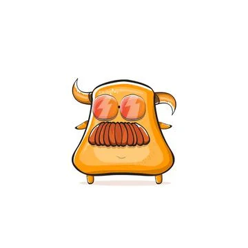 Vector cartoon funny summer orange monster with sunglasses isolated on イラスト素材