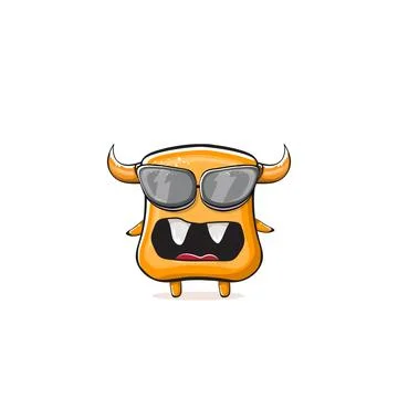Vector cartoon funny summer orange monster with sunglasses isolated on イラスト素材