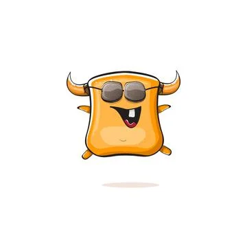 Vector cartoon funny summer orange monster with sunglasses isolated on イラスト素材