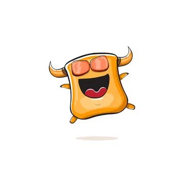 Vector cartoon funny summer orange monster with sunglasses isolated on イラスト素材