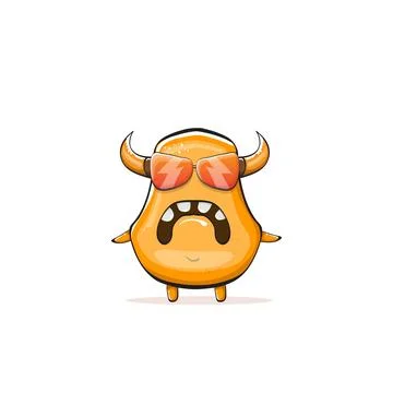 Vector cartoon funny summer orange monster with sunglasses isolated on イラスト素材