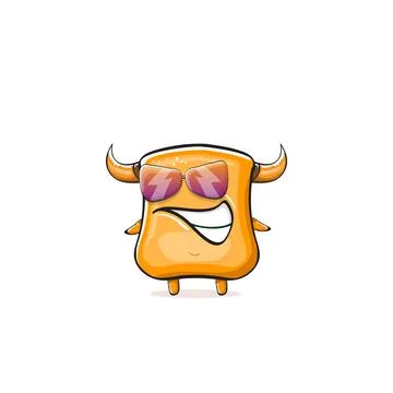 Vector cartoon funny summer orange monster with sunglasses isolated on イラスト素材