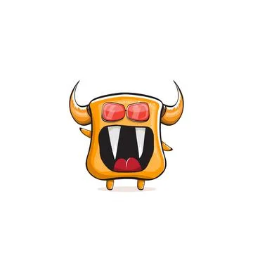Vector cartoon funny summer orange monster with sunglasses isolated on イラスト素材