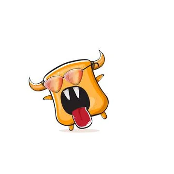 Vector cartoon funny summer orange monster with sunglasses isolated on イラスト素材