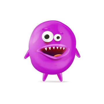Vector cartoon funny violet christmas monster isolated on white background Stock Illustration