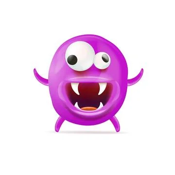 Vector cartoon funny violet christmas monster isolated on white background Stock Illustration