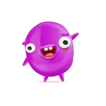 Vector cartoon funny violet christmas monster isolated on white background Stock Illustration