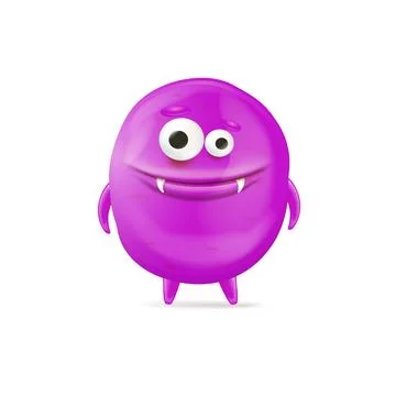 Vector cartoon funny violet christmas monster isolated on white background Stock Illustration