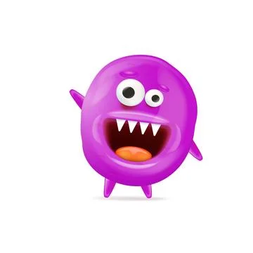 Vector cartoon funny violet christmas monster isolated on white background Stock Illustration