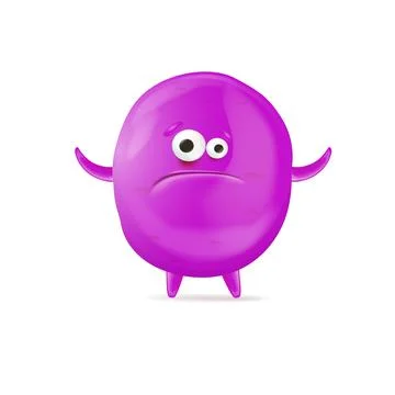 Vector cartoon funny violet christmas monster isolated on white background Stock Illustration