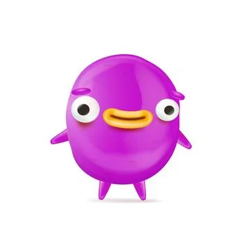 Vector cartoon funny violet christmas monster isolated on white background Stock Illustration